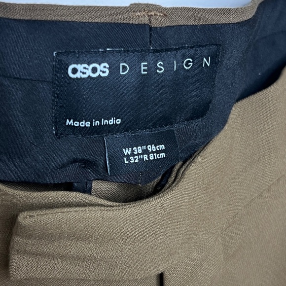 ASOS Oversized Tapered Cargo Pants in Tan Crepe Mens Sz 38 - Picture 5 of 11